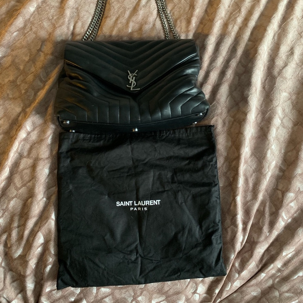 YSL- Large LouLou.  Black “Y” Matelesse leather.